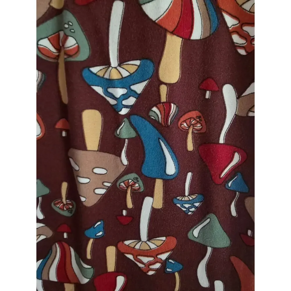 Earthbound Trading Co Womens SMALL Brown Mushroom Flare Pants - Picture 3 of 4